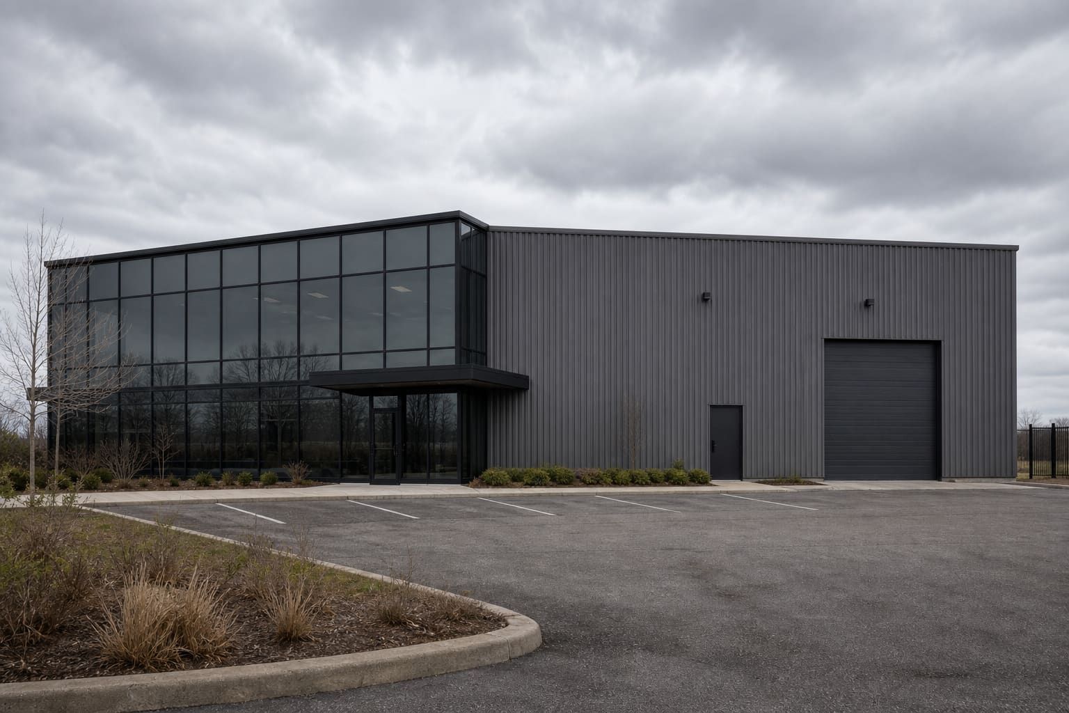 Warehouse with an attached office front
